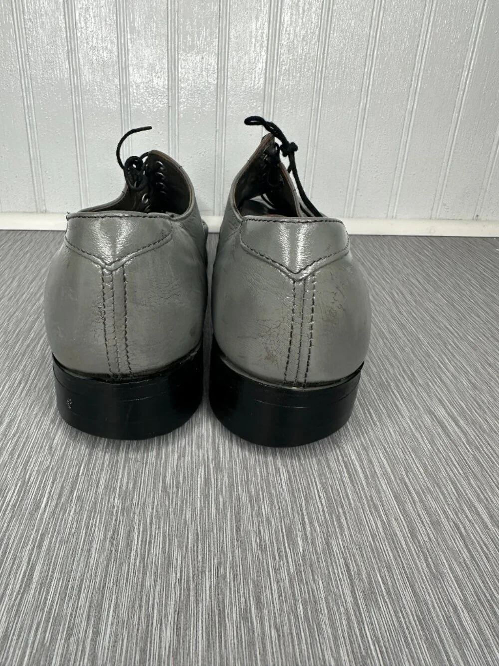 Stacy Adams Mens Grey Leather Lace Up Dress Shoes Size 13